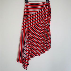 NWOT Striped Slanted High- low skirt M